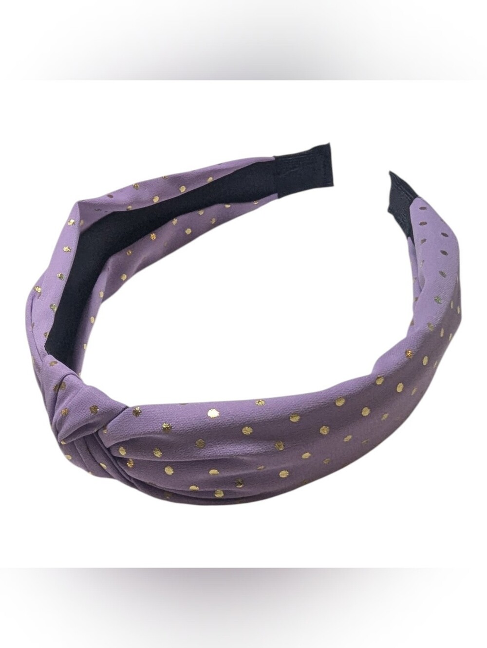 Knotted Headband O/S Purple Gold Tone Dots